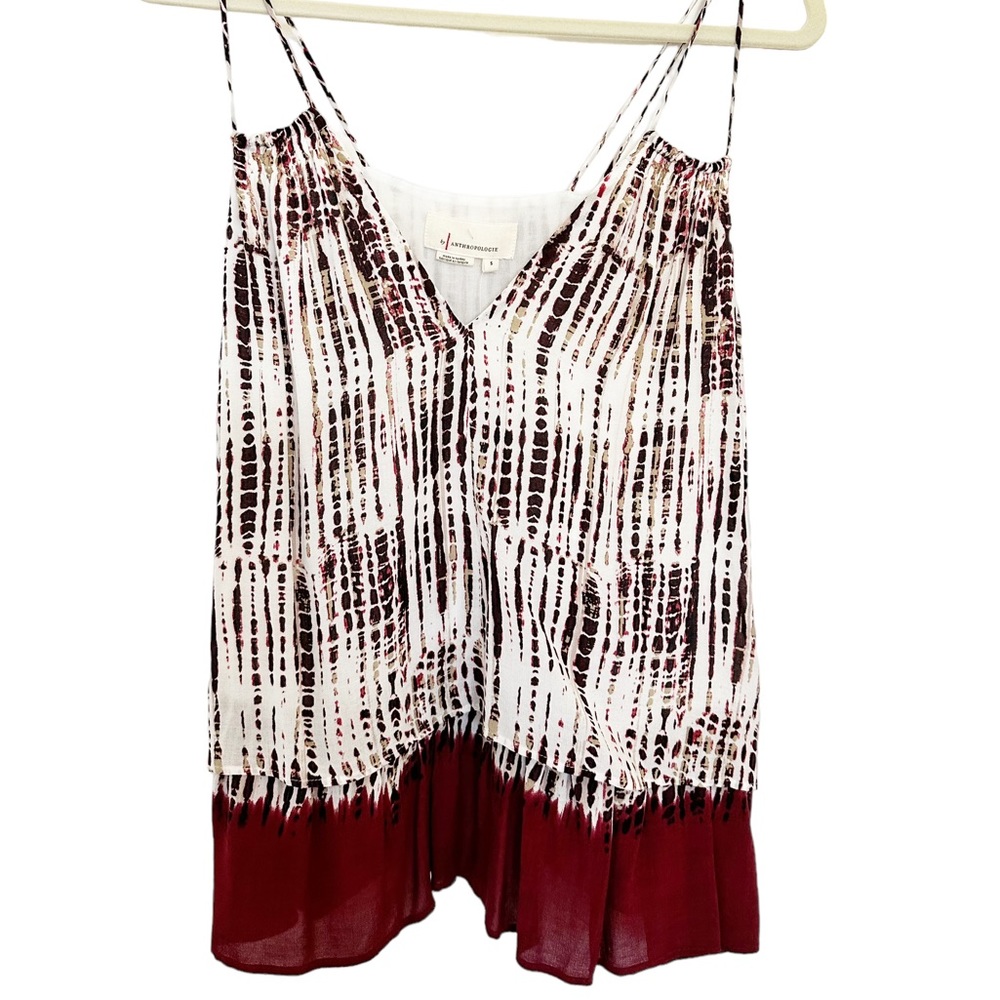 NWT Anthropologie Brown Tie Dye Ruffle Cami Small - Picture 5 of 10